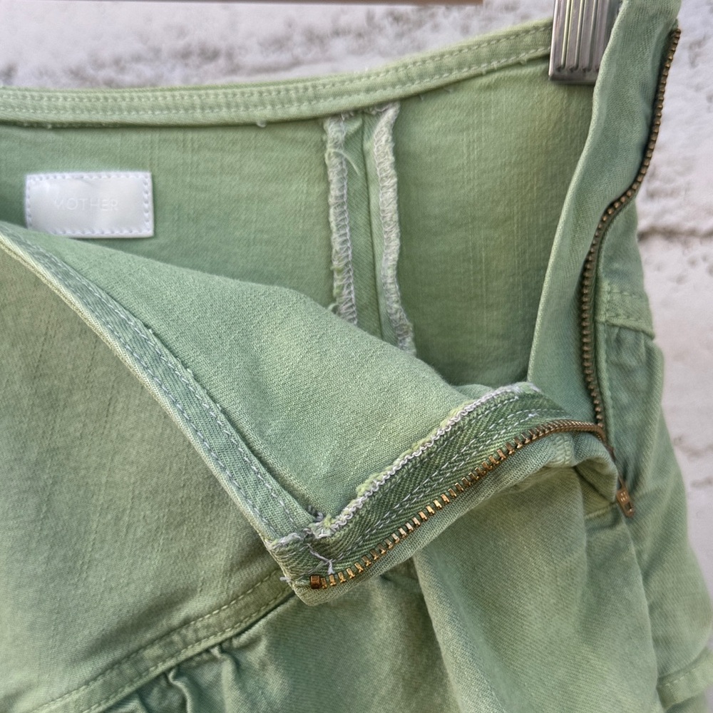 MOTHER The Ruffle Mini Skirt Loden Frost Green Size 25 - Picture 4 of 8
